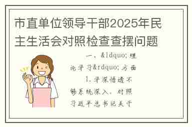市直单位领导干部2025年民主生活会对照检查查摆问题清单(六个方面共24条)