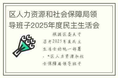 区人力资源和社会保障局领导班子2025年度民主生活会对照检查材料(五个带头)