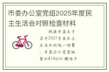 市委办公室党组2025年度民主生活会对照检查材料