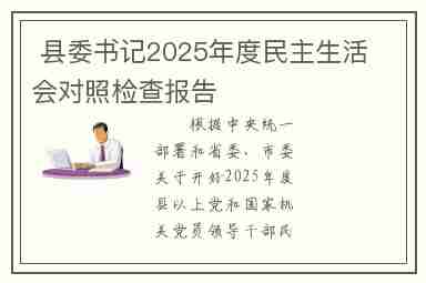  县委书记2025年度民主生活会对照检查报告