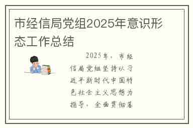 市经信局党组2025年意识形态工作总结