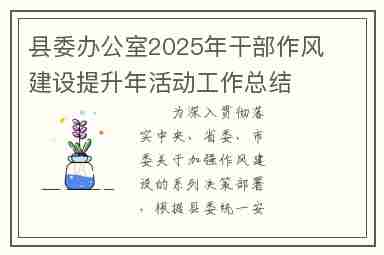 县委办公室2025年干部作风建设提升年活动工作总结