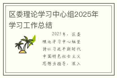 区委理论学习中心组2025年学习工作总结