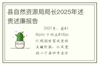 县自然资源局局长2025年述责述廉报告