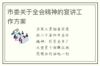 市委关于全会精神的宣讲工作方案