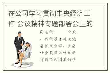 在公司学习贯彻中央经济工作 会议精神专题部署会上的讲话