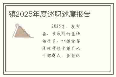 镇2025年度述职述廉报告