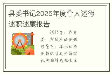 县委书记2025年度个人述德述职述廉报告