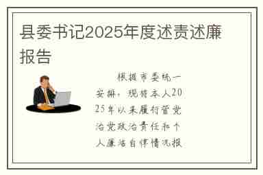 县委书记2025年度述责述廉报告