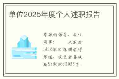 单位2025年度个人述职报告