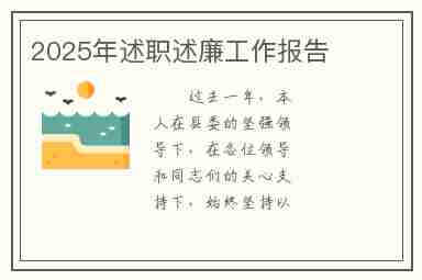 2025年述职述廉工作报告
