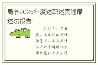 局长2025年度述职述责述廉述法报告